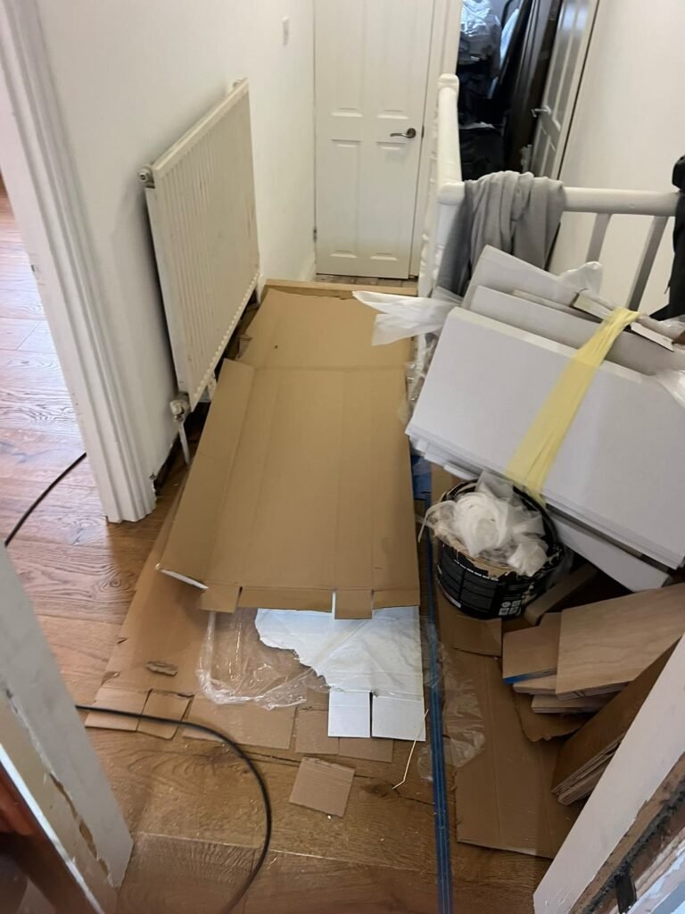 New flooring being installed through the hallway